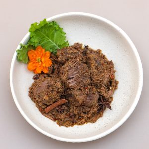 Beef rendang served at THIS IS BALI restaurant in Ubud, slow-cooked in rich Indonesian spices and coconut milk from one of the best restaurants in Ubud