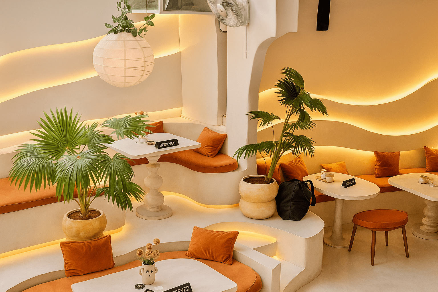 Restaurants with a View in Ubud: Best Scenic Spots 6 THIS IS BALI: Warm and cozy dining space with dominant white tones and soft ambient lighting.