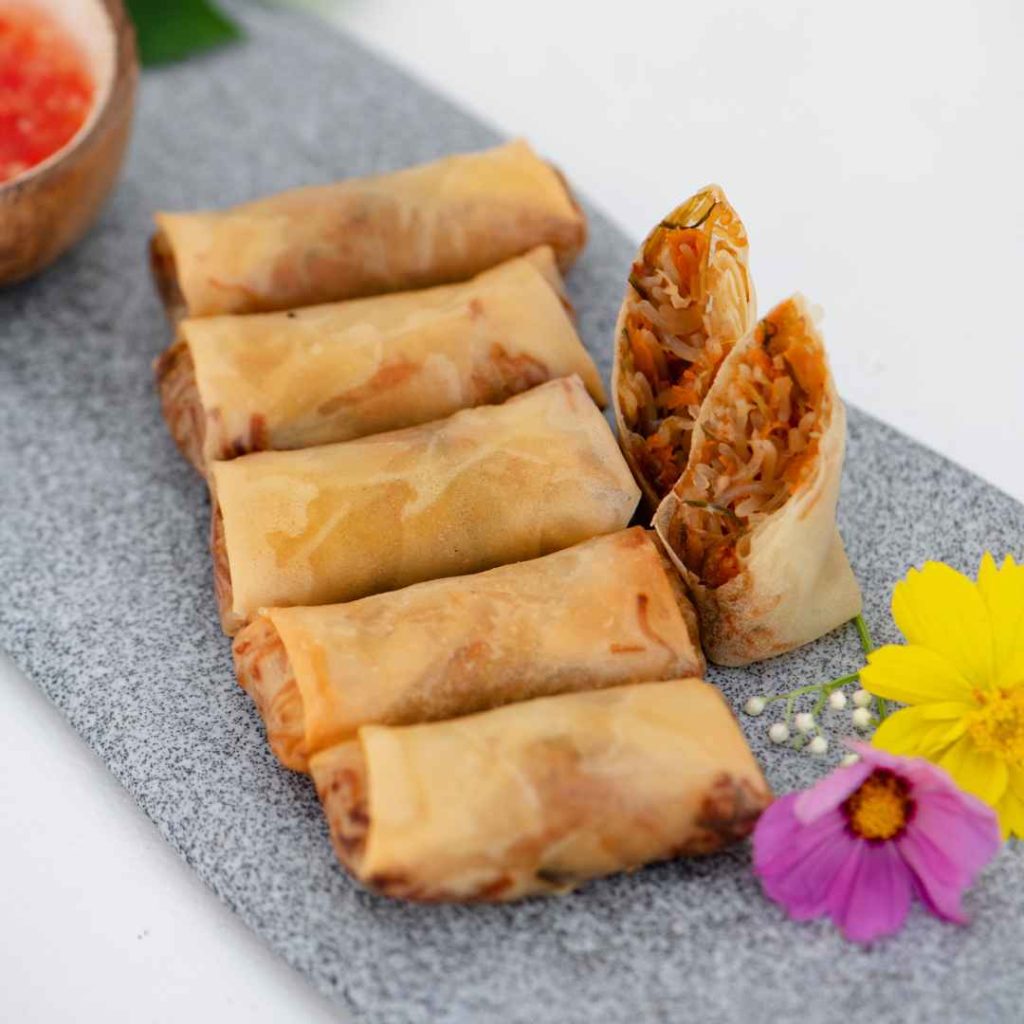 Crispy Chicken Spring Roll Bali served at THIS IS BALI restaurant in Ubud, a popular Indonesian appetizer from one of the best restaurants in Ubud